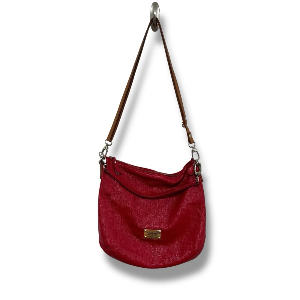 Valentina by Valentino Made in Italy Red Leather Boho Shoulder‎ Bag 13.5 x 13